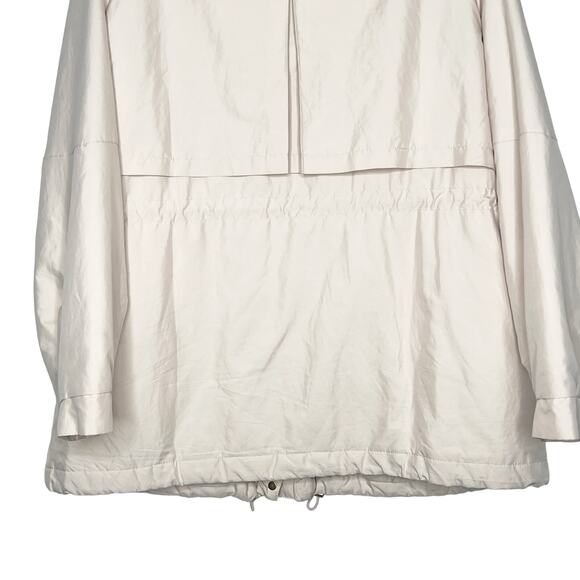 OYSHO Parka Hooded Jacket Water-Repellent Front-Zip Relaxed Fit Beige Size Small - Picture 7 of 13